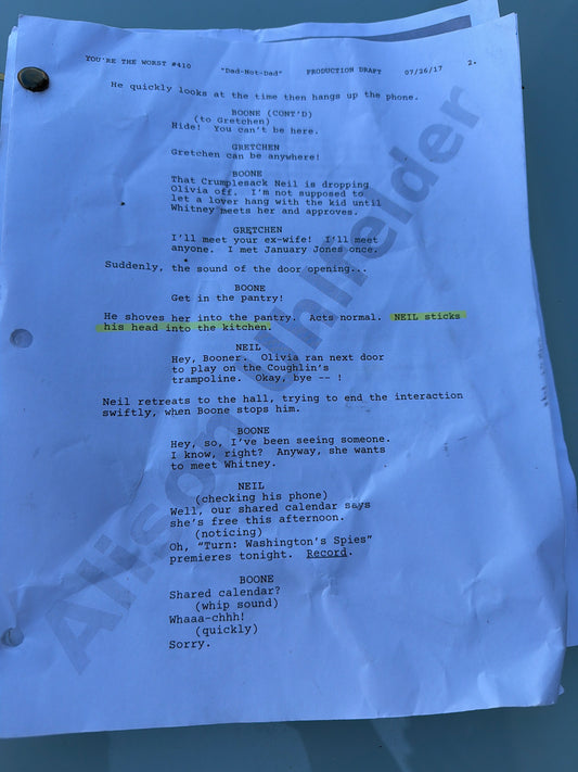 YOU'RE THE WORST: Boone’s Original Ep. 410 Script