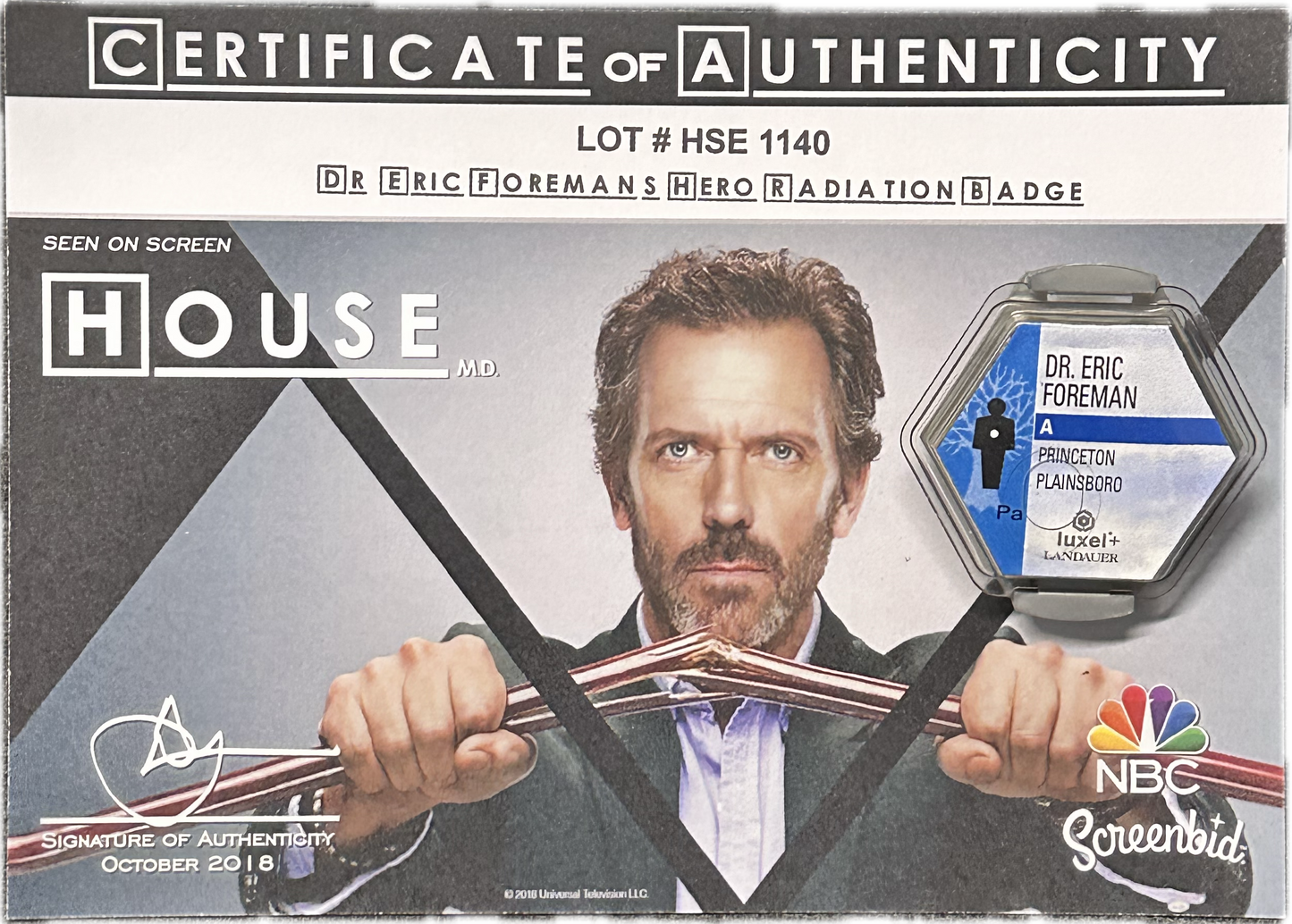 HOUSE: Dr. Eric Foreman's HERO Radiation Badges