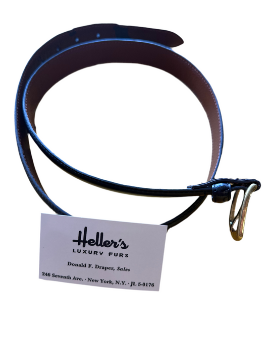 MAD MEN: Don Draper’s Mid-Century Black Belt (36) and Business Card