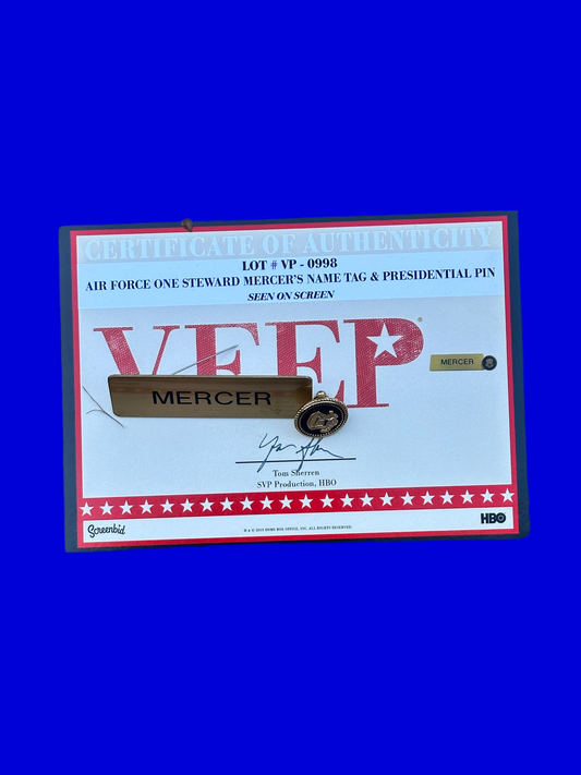 VEEP: AIR FORCE ONE Steward Mercer HERO Name Tag and Presidential Pin