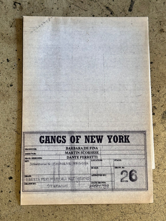 GANGS OF NEW YORK: Original Five Points Set Decoration Blue Print Drawing #26