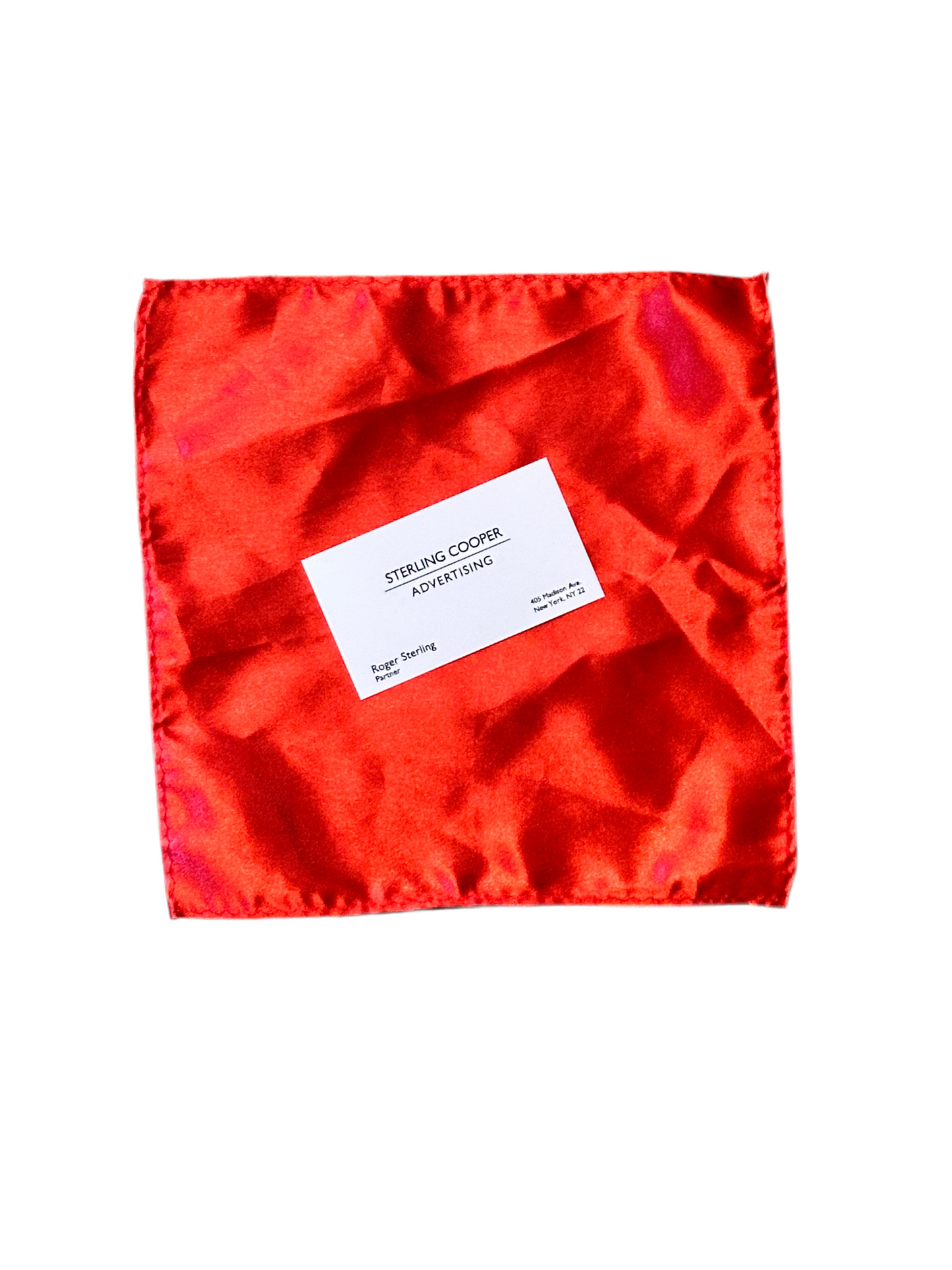 Mad Men: Roger Sterling's Vintage red Pocket Square & Business Card