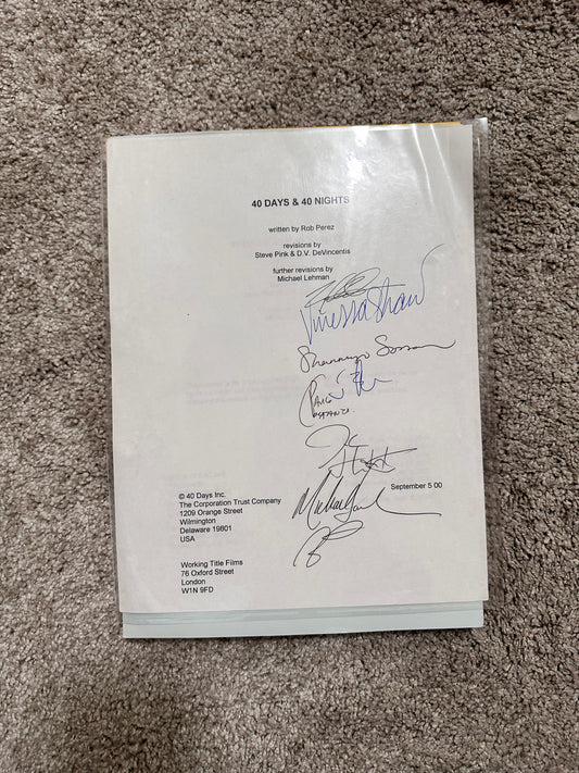 40 DAYS AND 40 NIGHTS MOVIE: Cast and Director Signed Script from MIRAMAX Archive