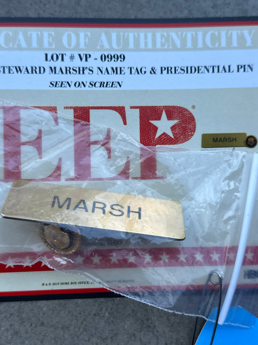 VEEP: AIR FORCE ONE Steward Marsh HERO Name Tag and Presidential Pin
