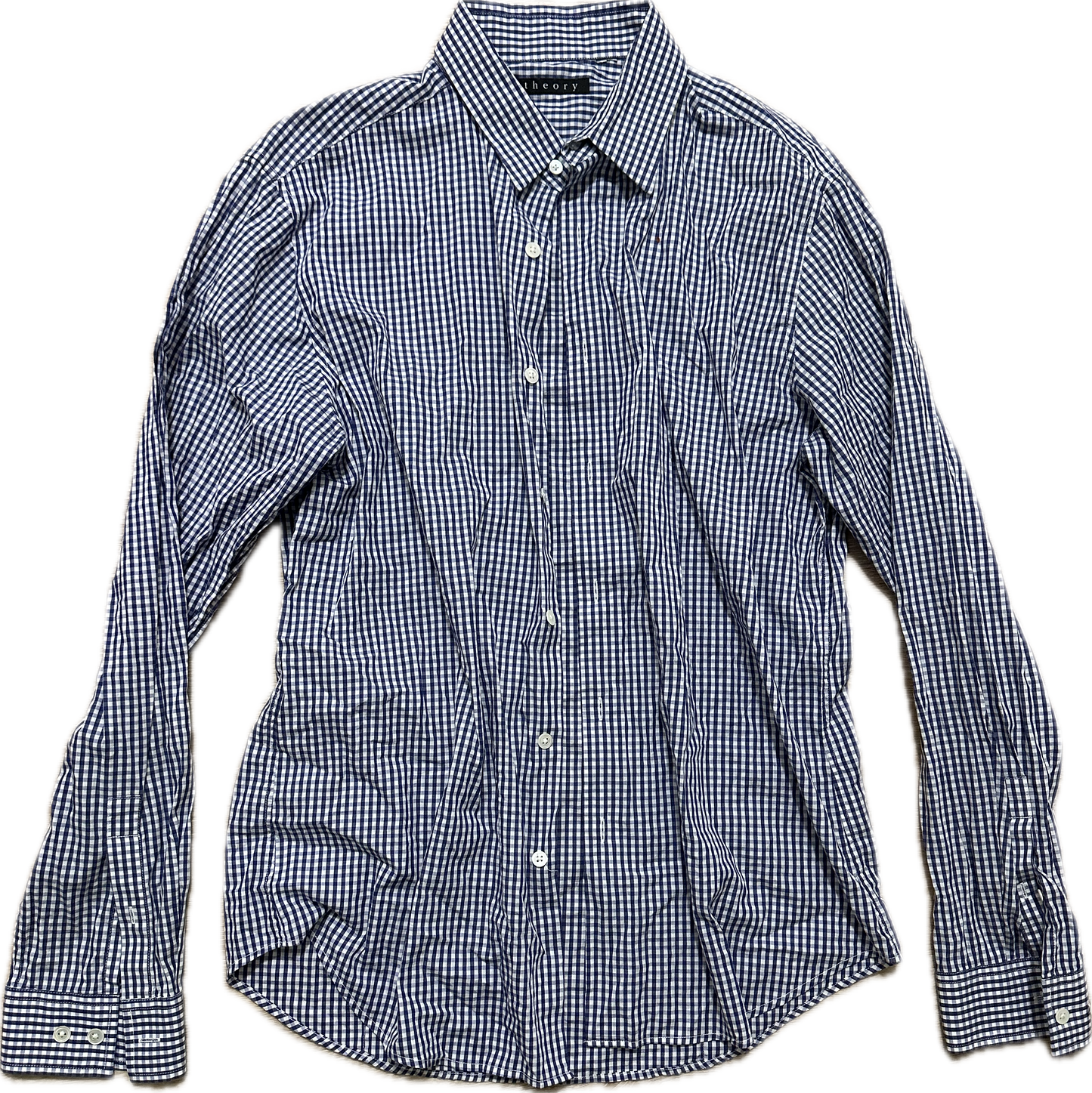 NEW GIRL: Schmidt's THEORY Blue Plaid Button Long Sleeve Shirt (M)
