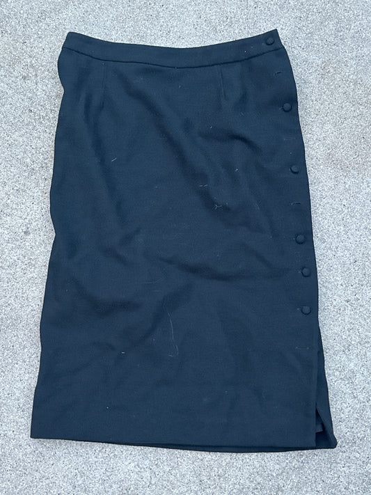 MAD MEN: Peggy Olson's HERO Vintage Black Side Button Skirt (S)