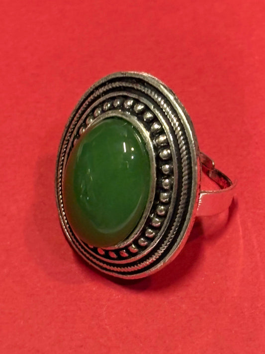 MAD MEN: Megan Draper Mid-Century adjustable silver Stone Ring