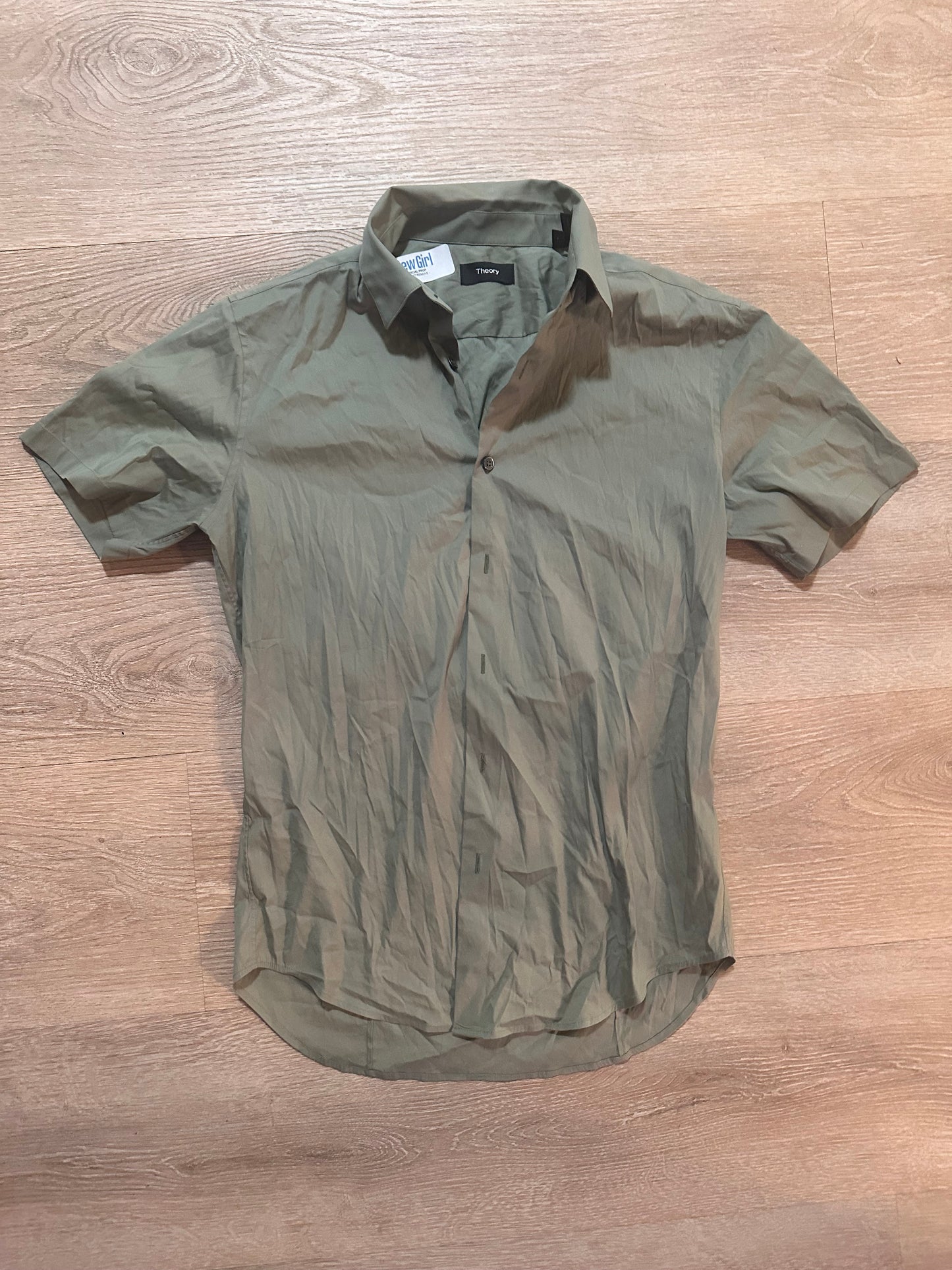 NEW GIRL: Nick Miller THEORY Light Green Short-sleeve Shirt (S)
