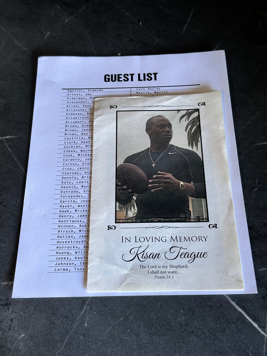 Ballers: Kisan’s HERO Memorial Service Ceremony Brochure and Guest List