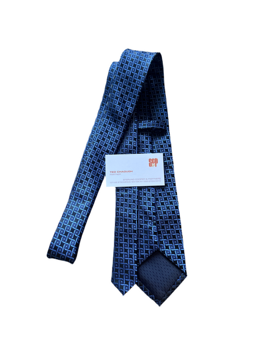 MAD MEN: Ted Chaough 1960s Vintage Blue Necktie & Business Card