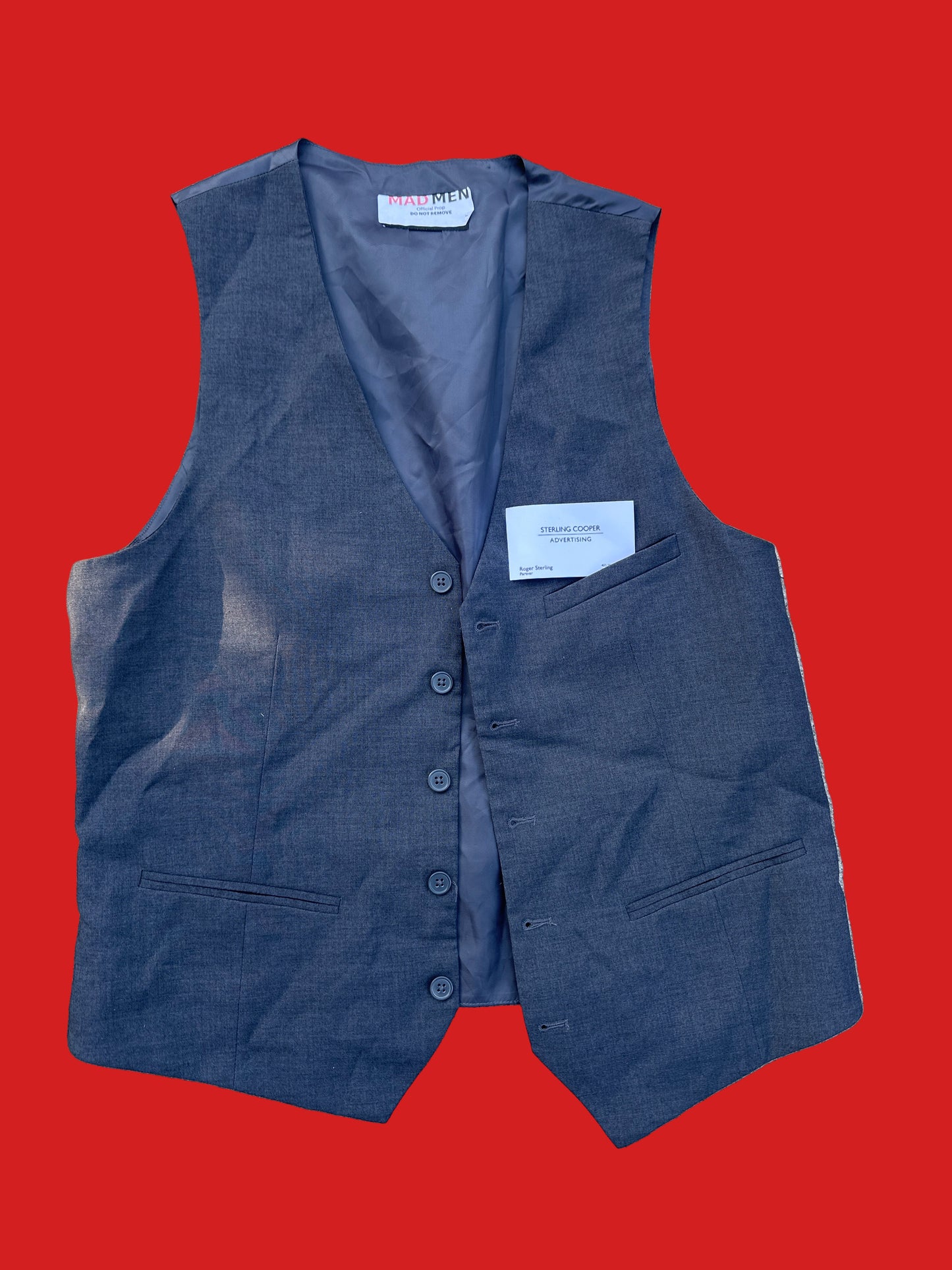 Mad Men: Roger Sterling’s Vintage Vest and Sterling Cooper Business Card