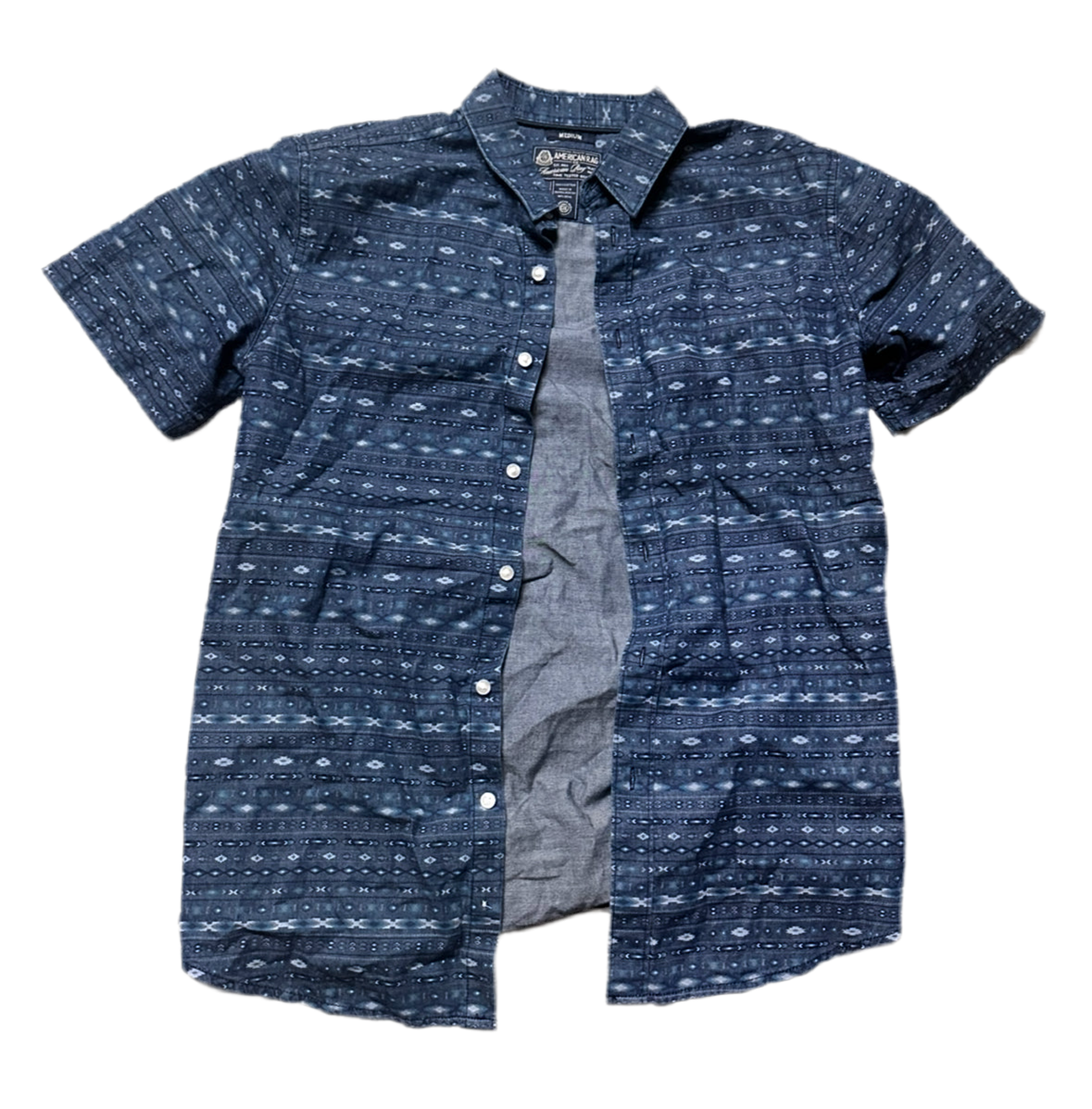 NEW GIRL: Winston's American Eagle blue sw paten Short Sleeve Shirt (M)
