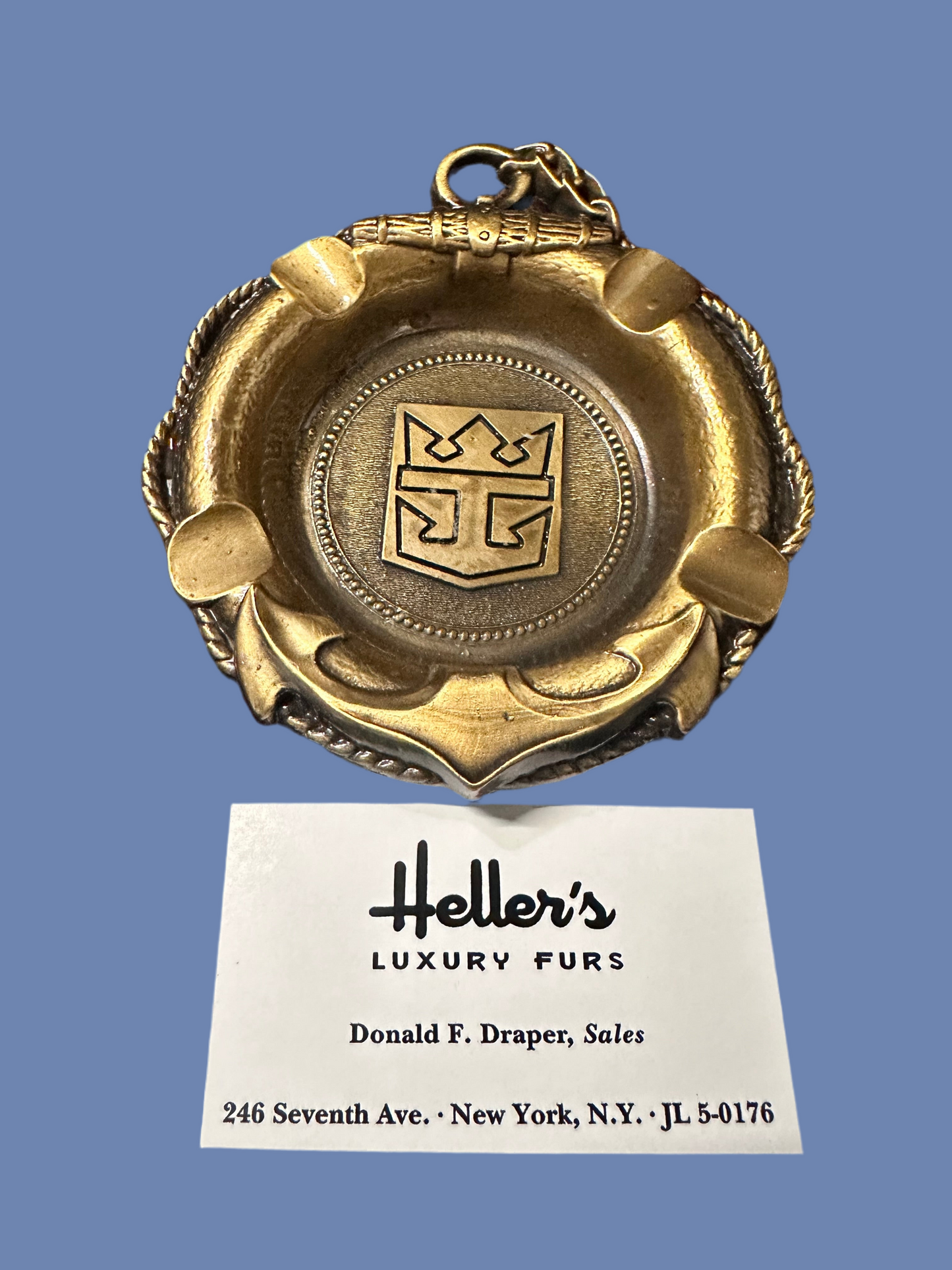 MAD MEN: Don Draper 1960s made in America Metal Anchor Imprint Ashtray & Business Card