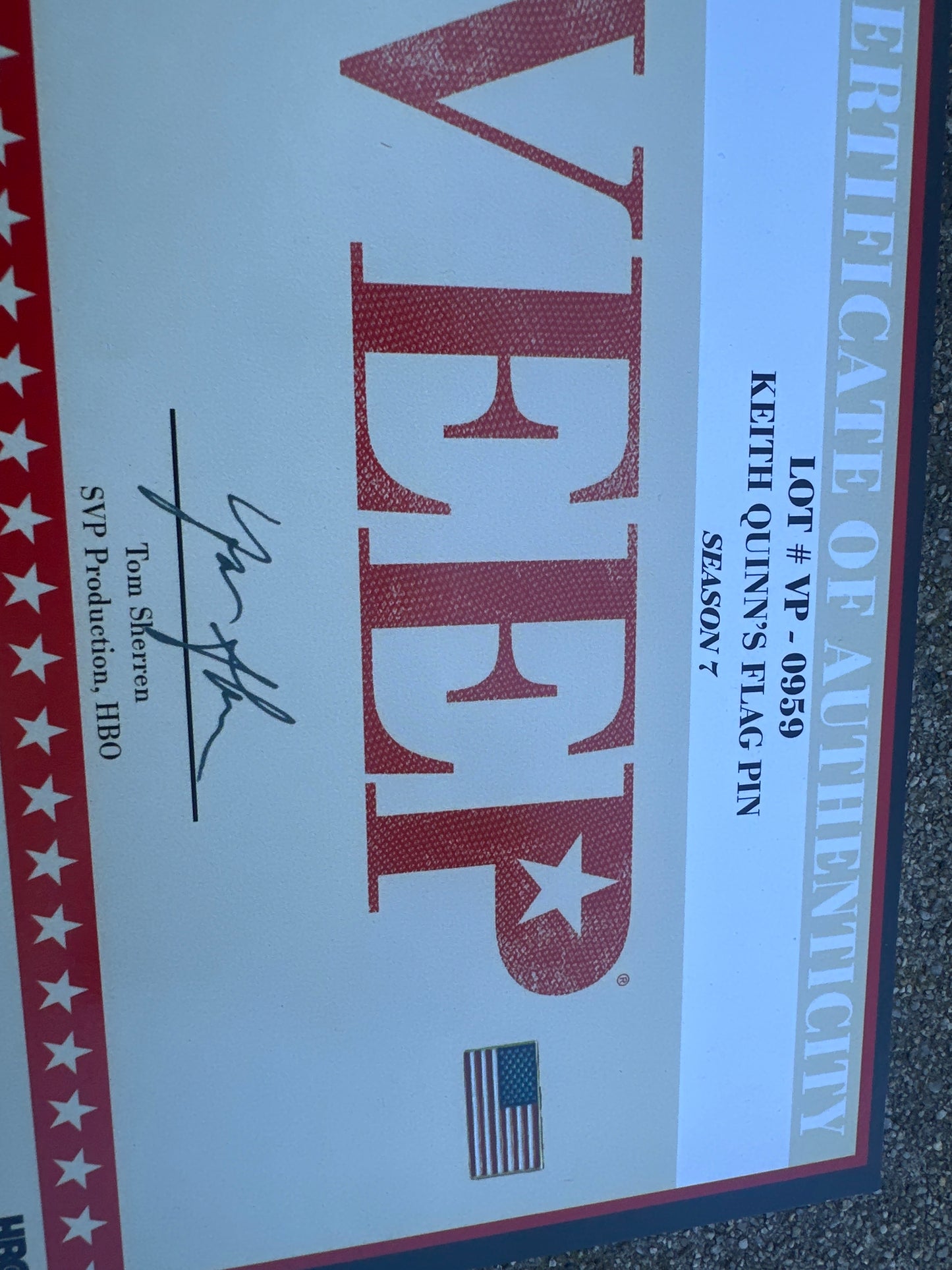 VEEP: Keith Quinn's Flag Pin
