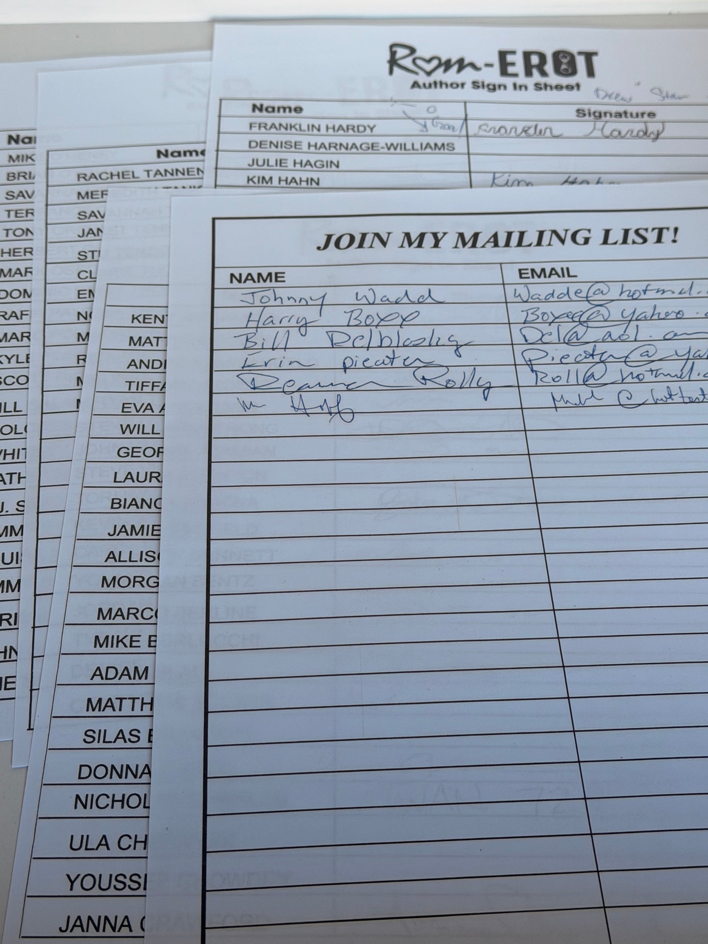 YOU'RE THE WORST: Jimmy's Rom-EROT Author Sign In Sheet