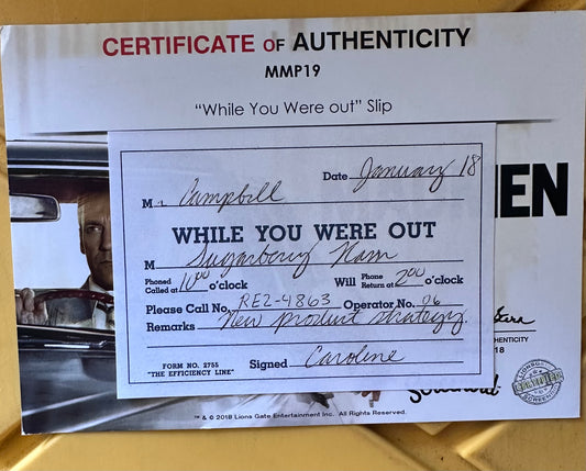 Mad Men: Pete's “While You Were Out” Note and Card
