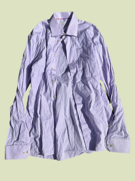 HOUSE: Dr Wilson HERO ETON purple stripe LS Button Shirt (17.5)