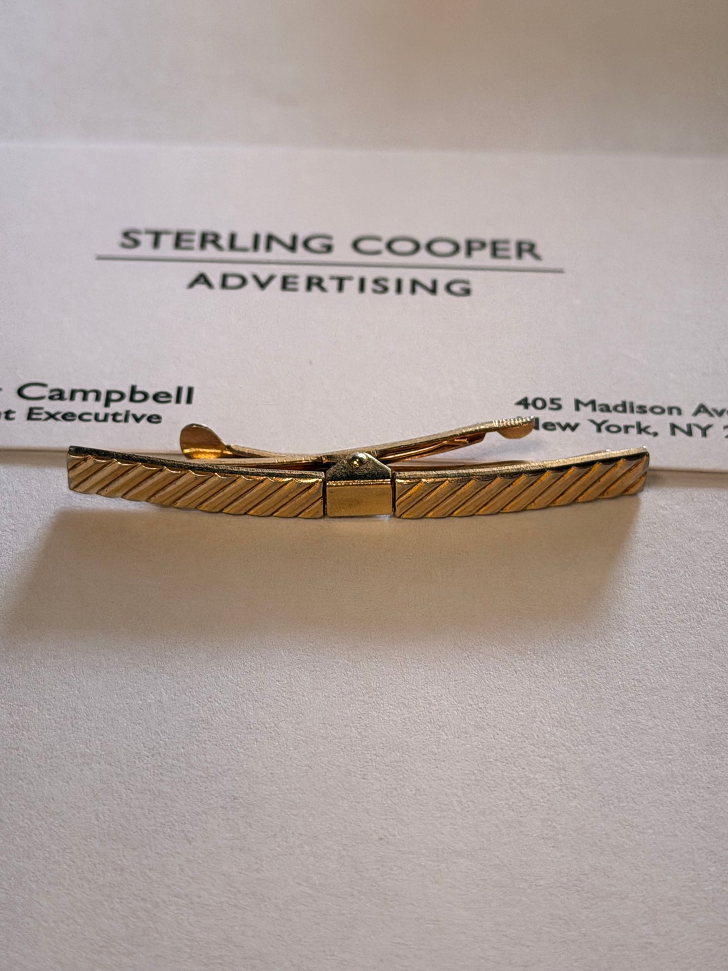MAD MEN: Pete Cambell's Season 2 Mid-Century Necktie Clip & Business Card