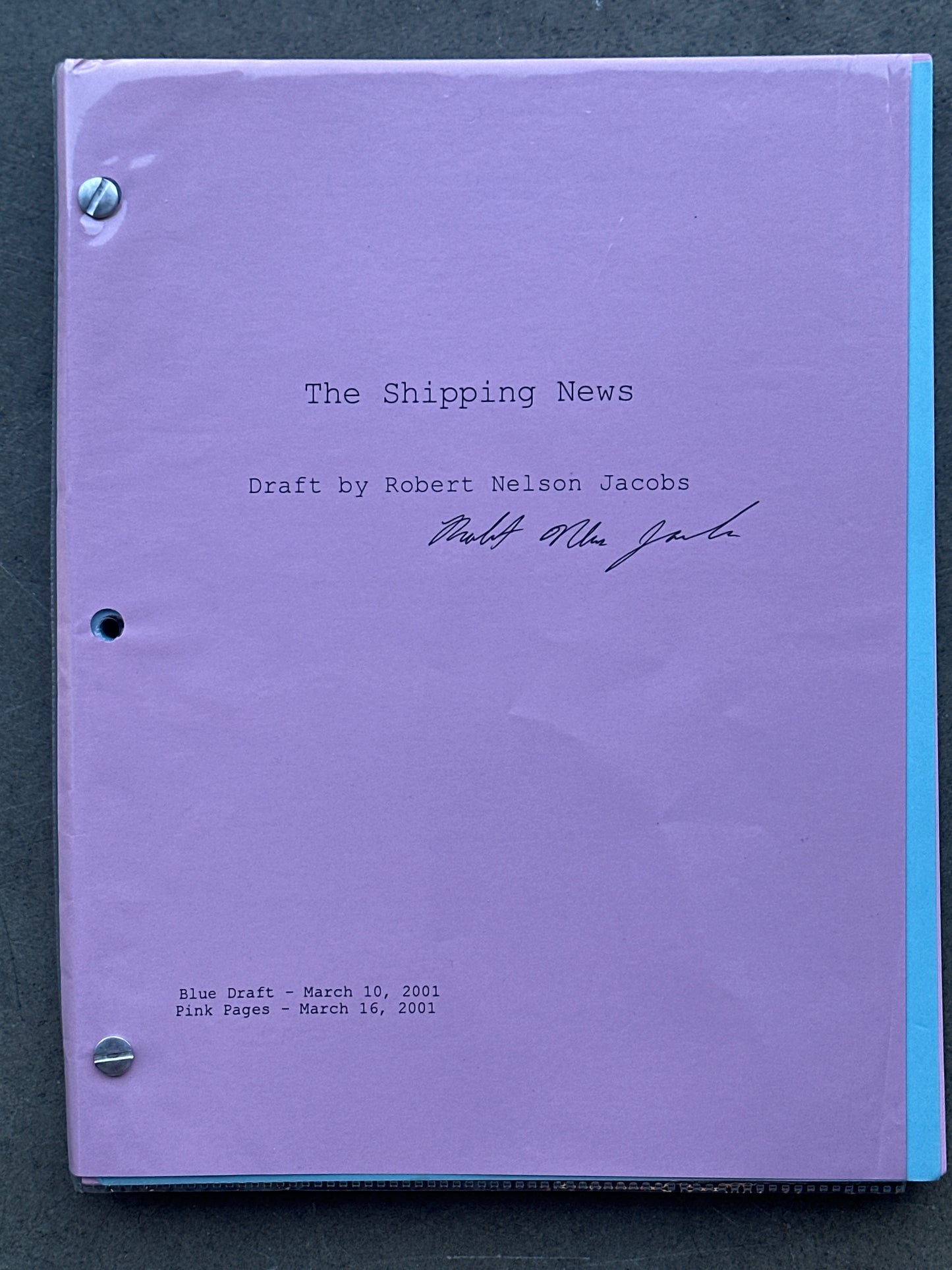 THE SHIPPING NEWS MOVIE: Director Signed Script from The MIRAMAX Archive