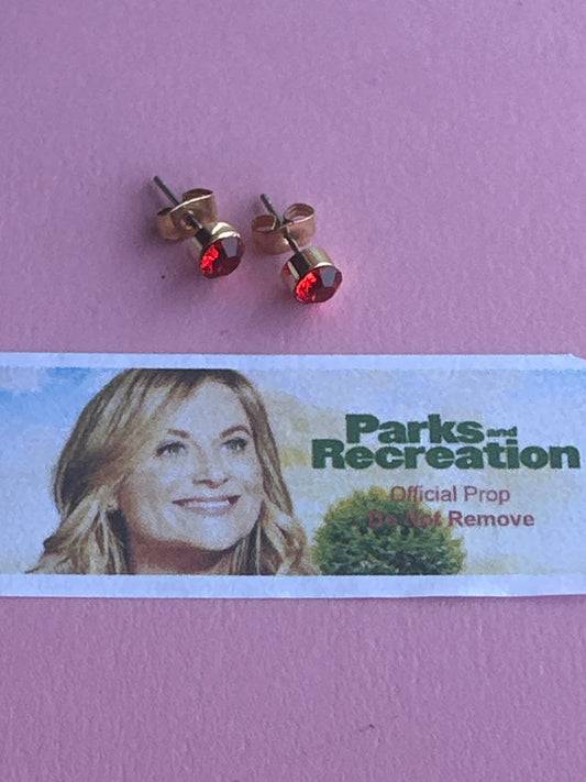 PARKS AND RECREATION: Leslie Knope HERO holiday gold ball Earrings