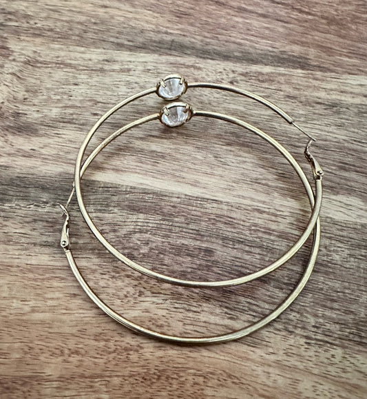 AHS Hotel: The Countess' Gold faux diamond Hoop Earrings