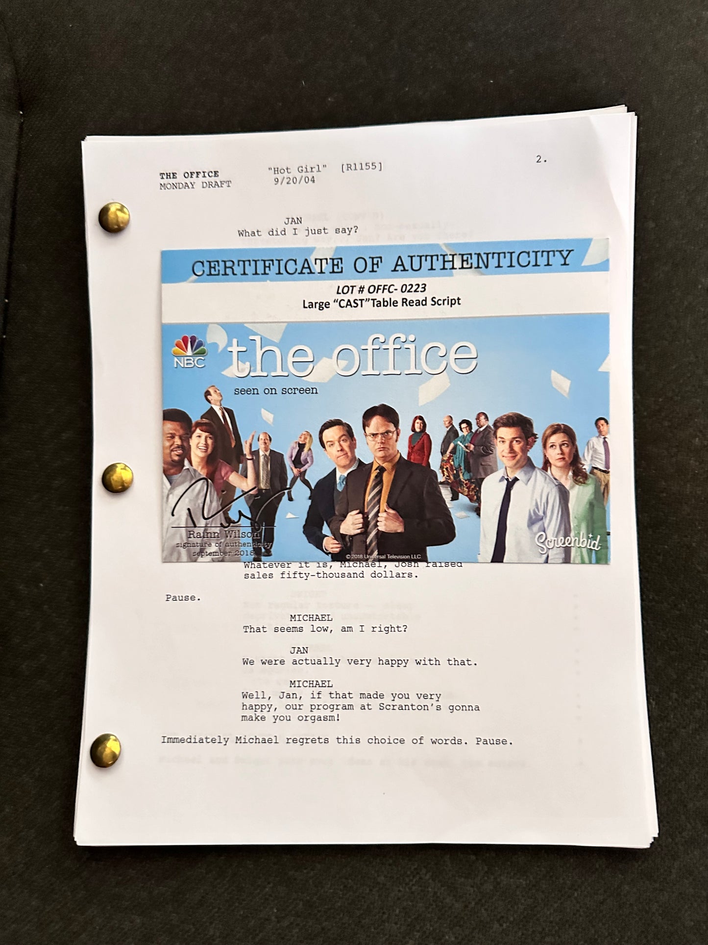 THE OFFICE: Michael’s almost complete Large Cast Table Read Script from "Hot Girl"