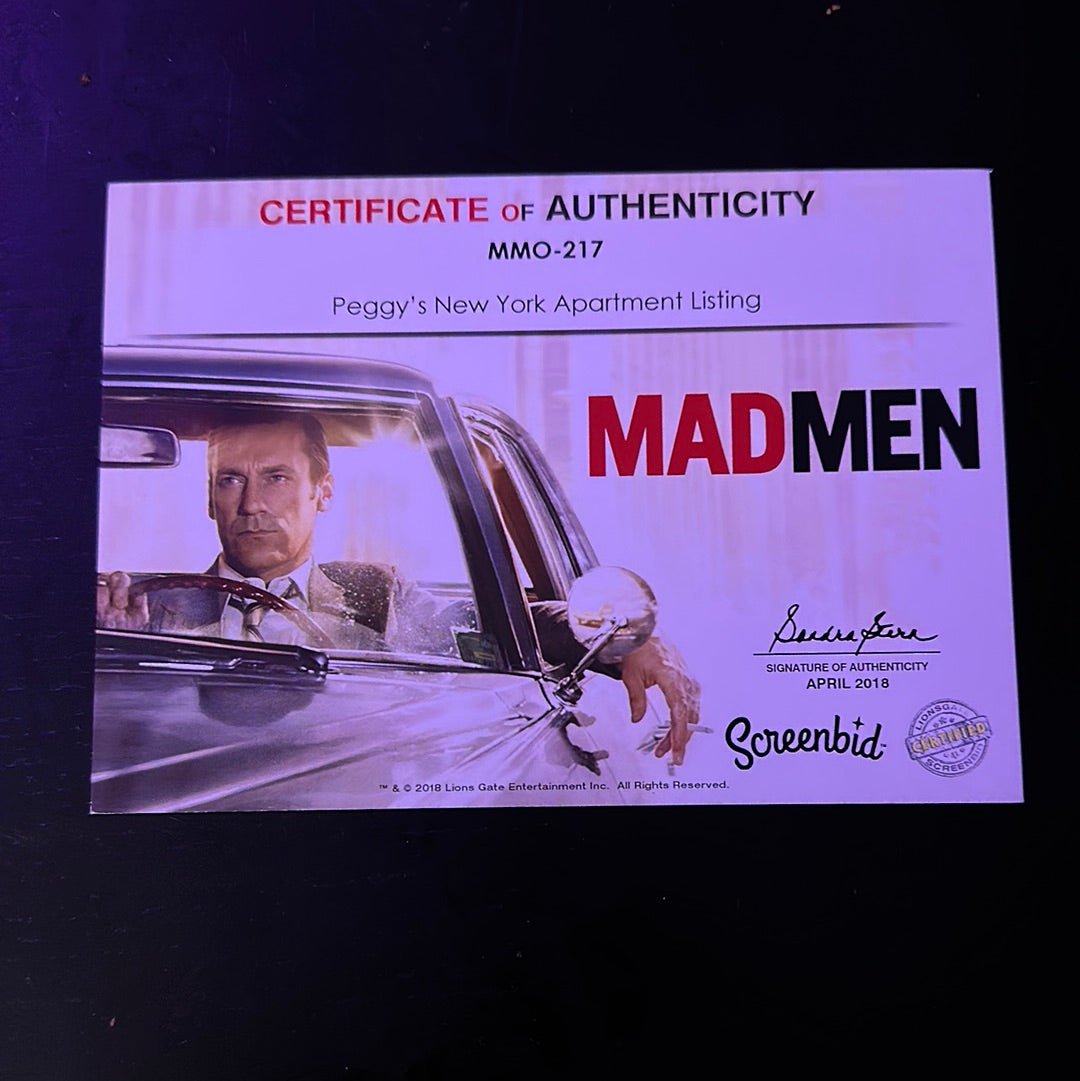 Mad Men: Peggy Olson’s Ep. 605 Sc. 1 New York Apartment Listing