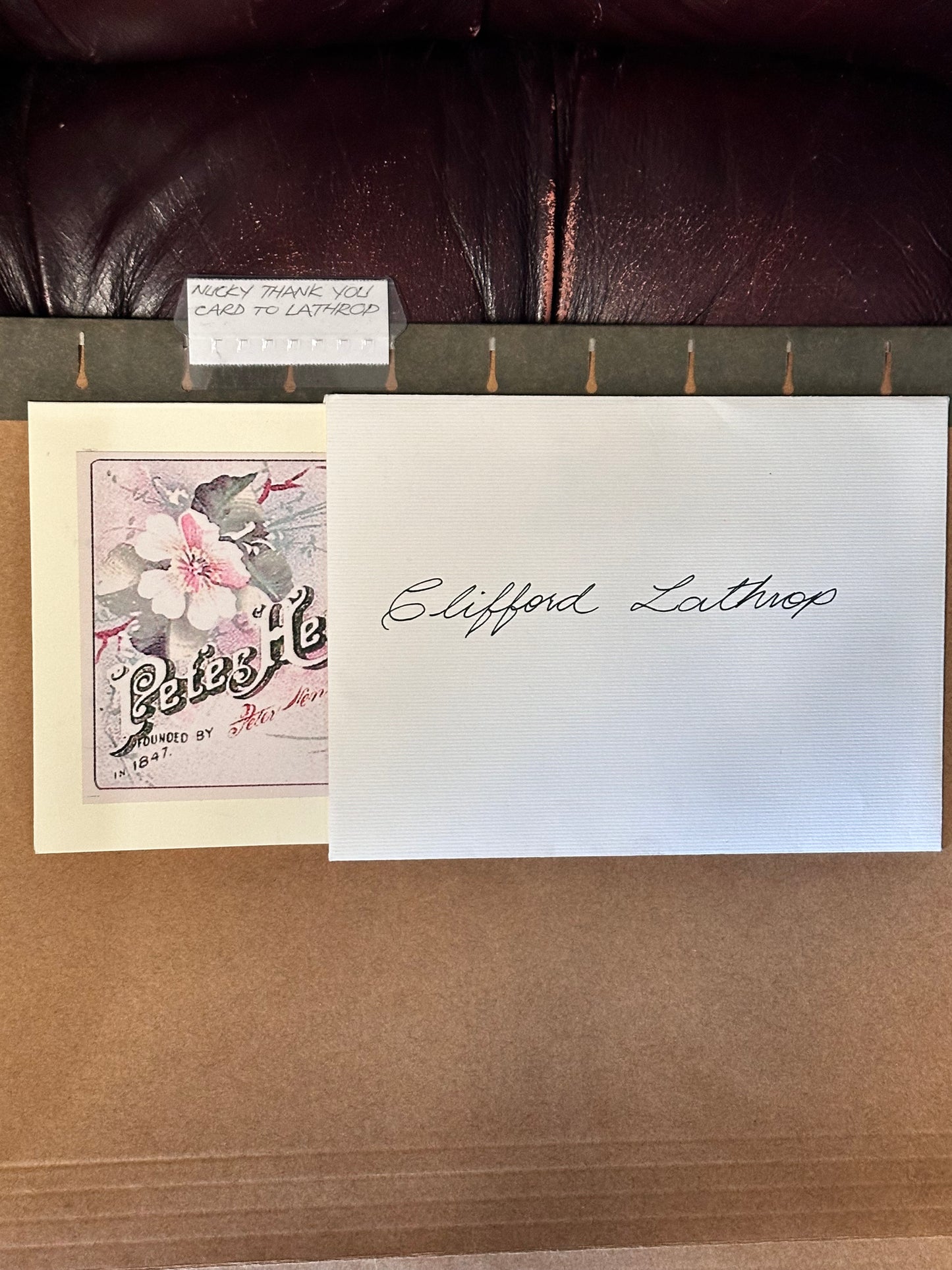 BOARDWALK EMPIRE: Thank You Card to Clifford Lathrop from Enoch Thompson from Episode 205