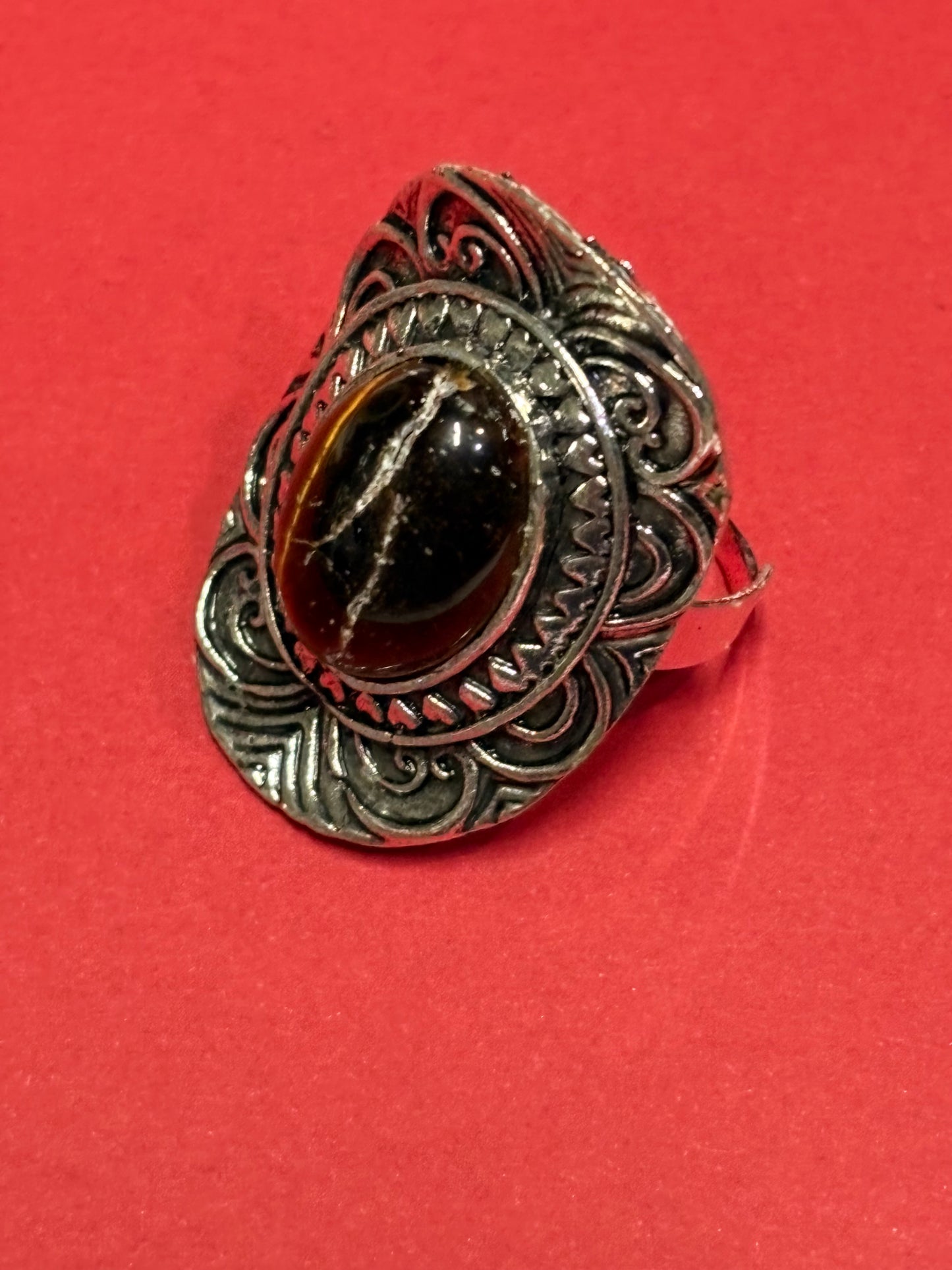 MAD MEN: Megan Draper Mid-Century adjustable silver Stone Ring