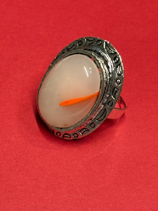 MAD MEN: Megan Draper Mid-Century adjustable silver Stone Ring