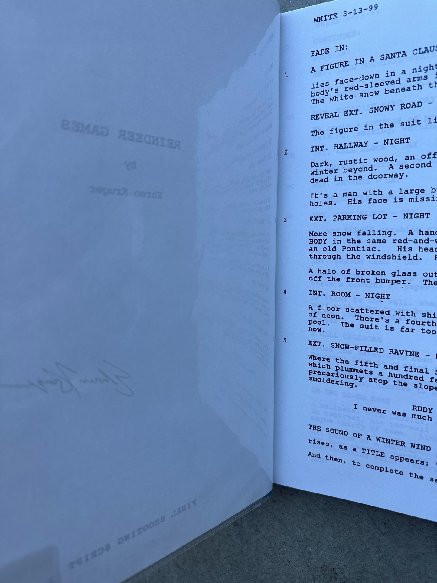 REINDEER GAMES MOVIE: Director Signed Script from The MIRAMAX Archive