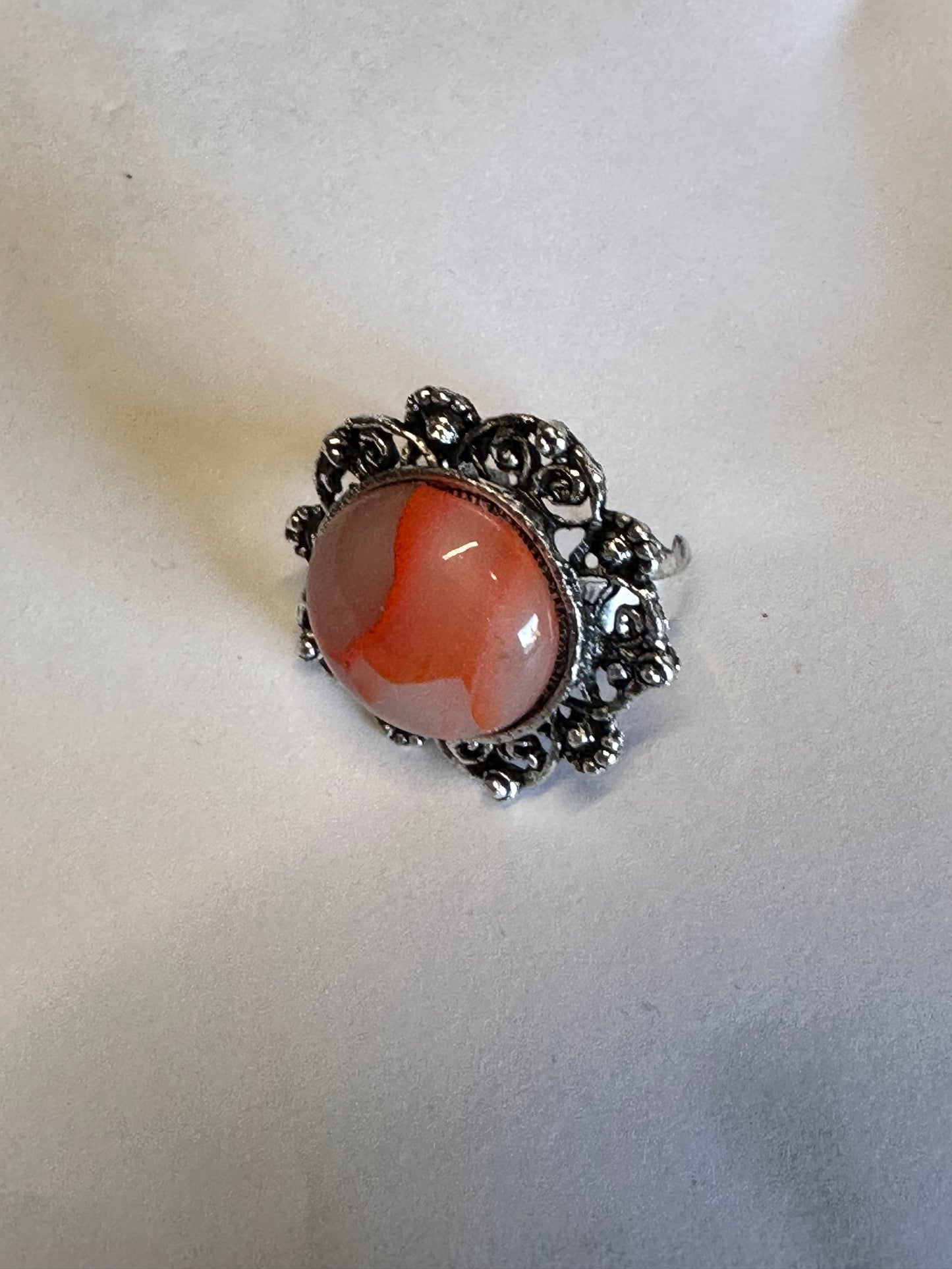 MAD MEN: Megan Draper Mid-Century adjustable silver Stone Ring