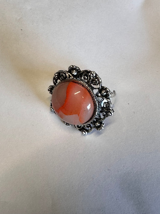 MAD MEN: Megan Draper Mid-Century adjustable silver Stone Ring