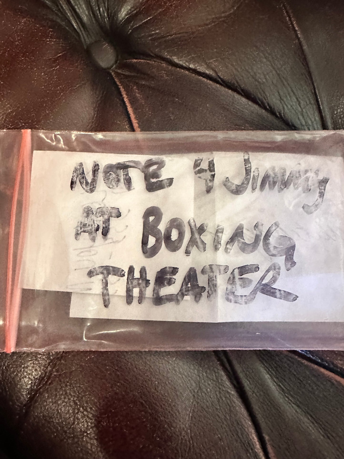 BOARDWALK EMPIRE: Anonymous Threatening Note to Jimmy Darmody – Season 2, Episode 9 (“Battle of the Century”)
 + Bonus note from set