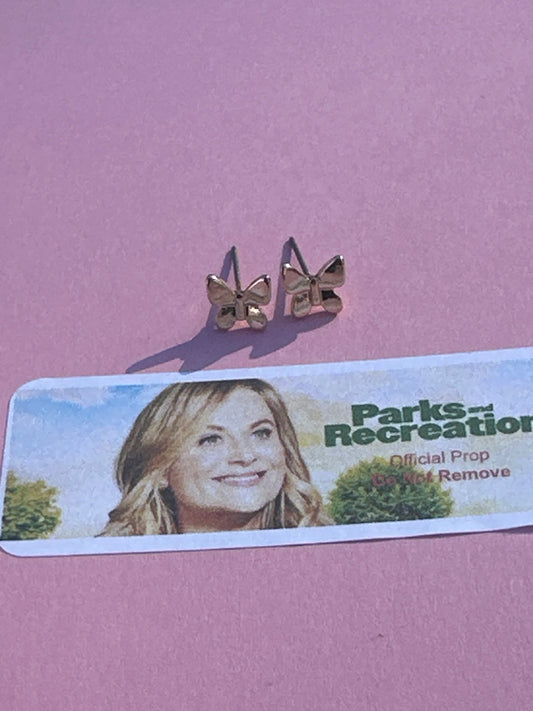 PARKS AND RECREATION: Ann Perkins HERO faux gold Butterfly Earrings