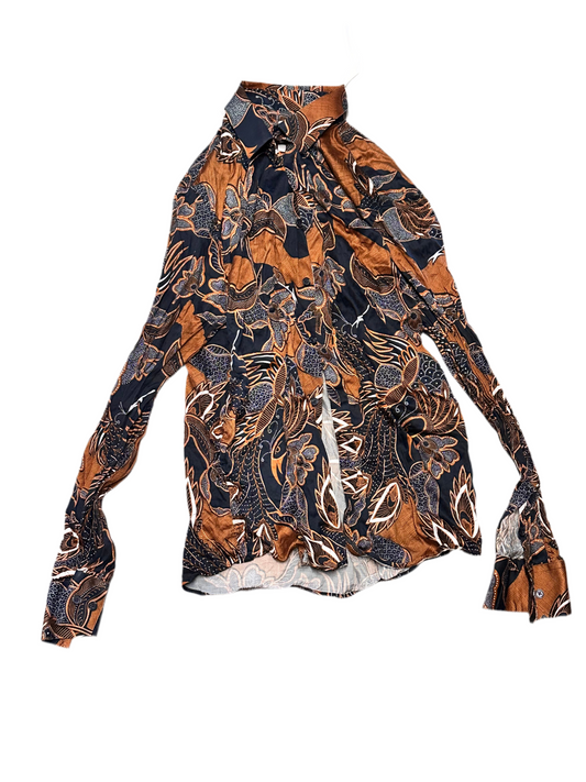 MAD MEN: Pet’s Mid-Century style Brown Deco Shirt (M)