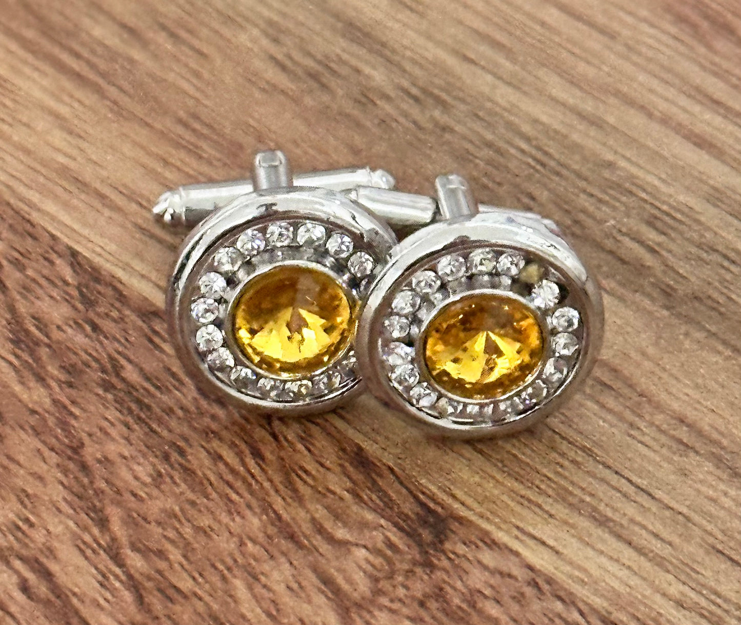 30 ROCK: Jack Donaghy HERO Silver & Gold stone faux diamond Cufflinks