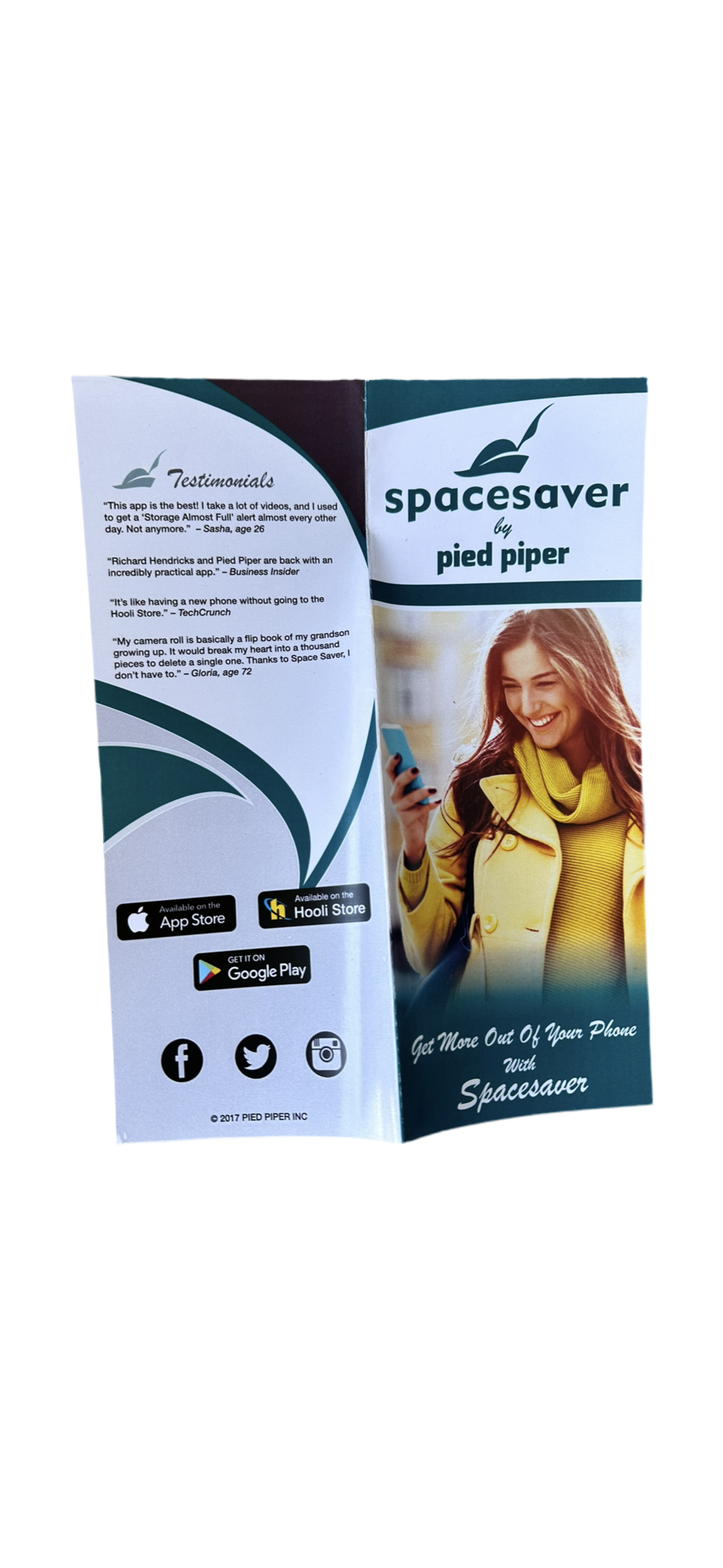 SILICON VALLEY: Pied Piper Spacesaver App Brochure