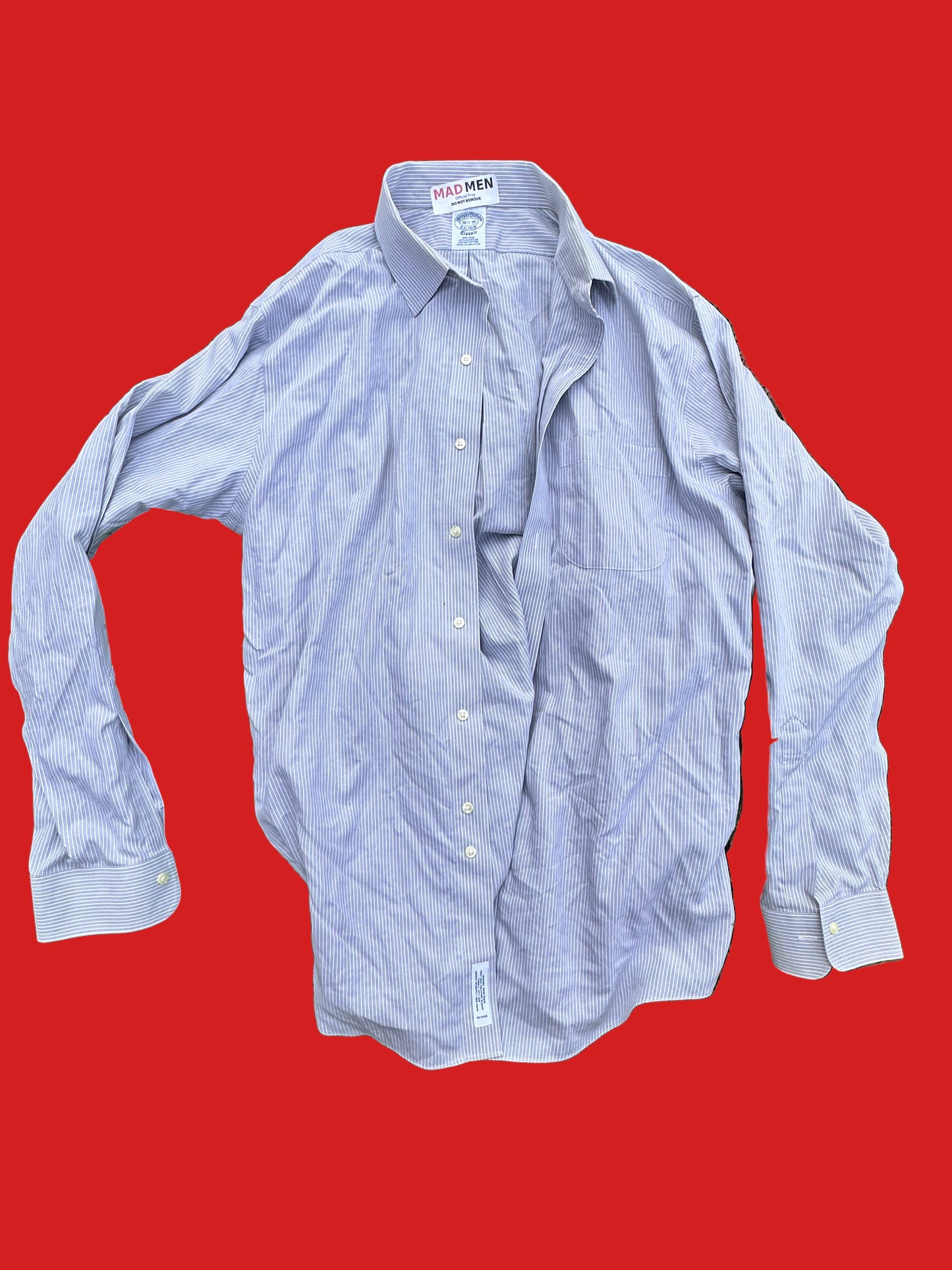 MAD MEN: Don Draper’s Vintage style grey and white stripe BROOKS BROTHERS Button Shirt (16.5/36)