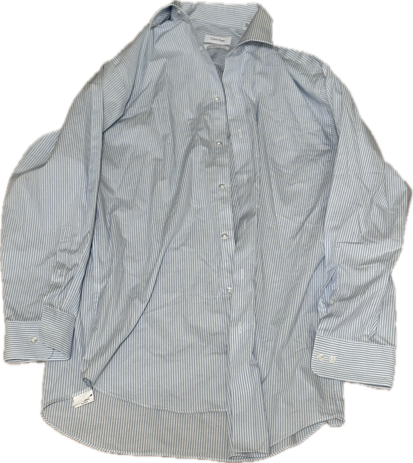 BONES: Agent Sweets' Calvin Klein light Blue and White stripe Button Shirt (M)