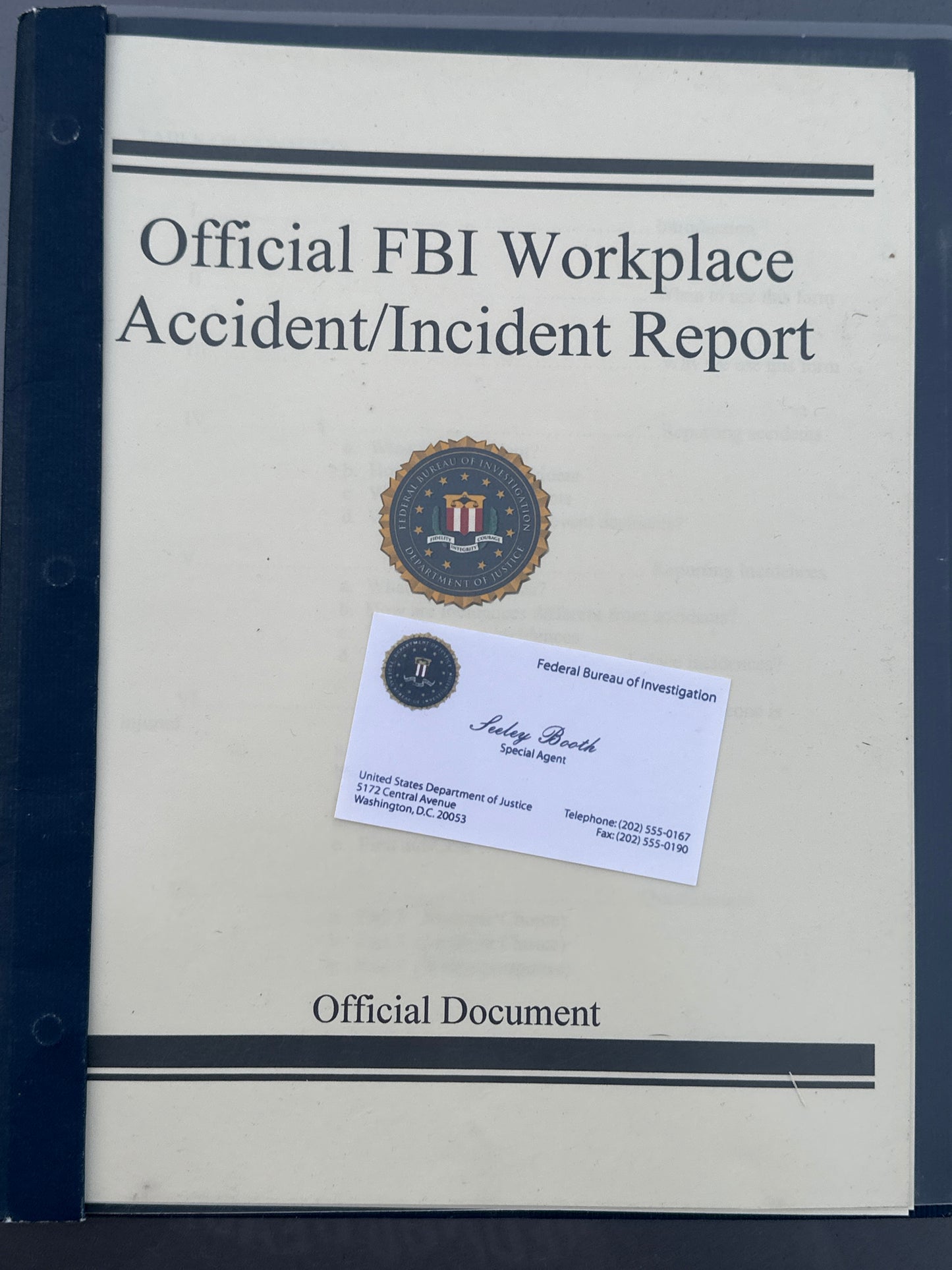 BONES: Agent Booth’s Unfilled Ep. 211 HERO FBI Incident Report Prop