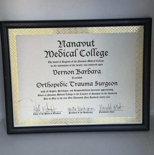 YOU'RE THE WORST: Vernon’s HERO framed Medical Diploma (1 of 1)