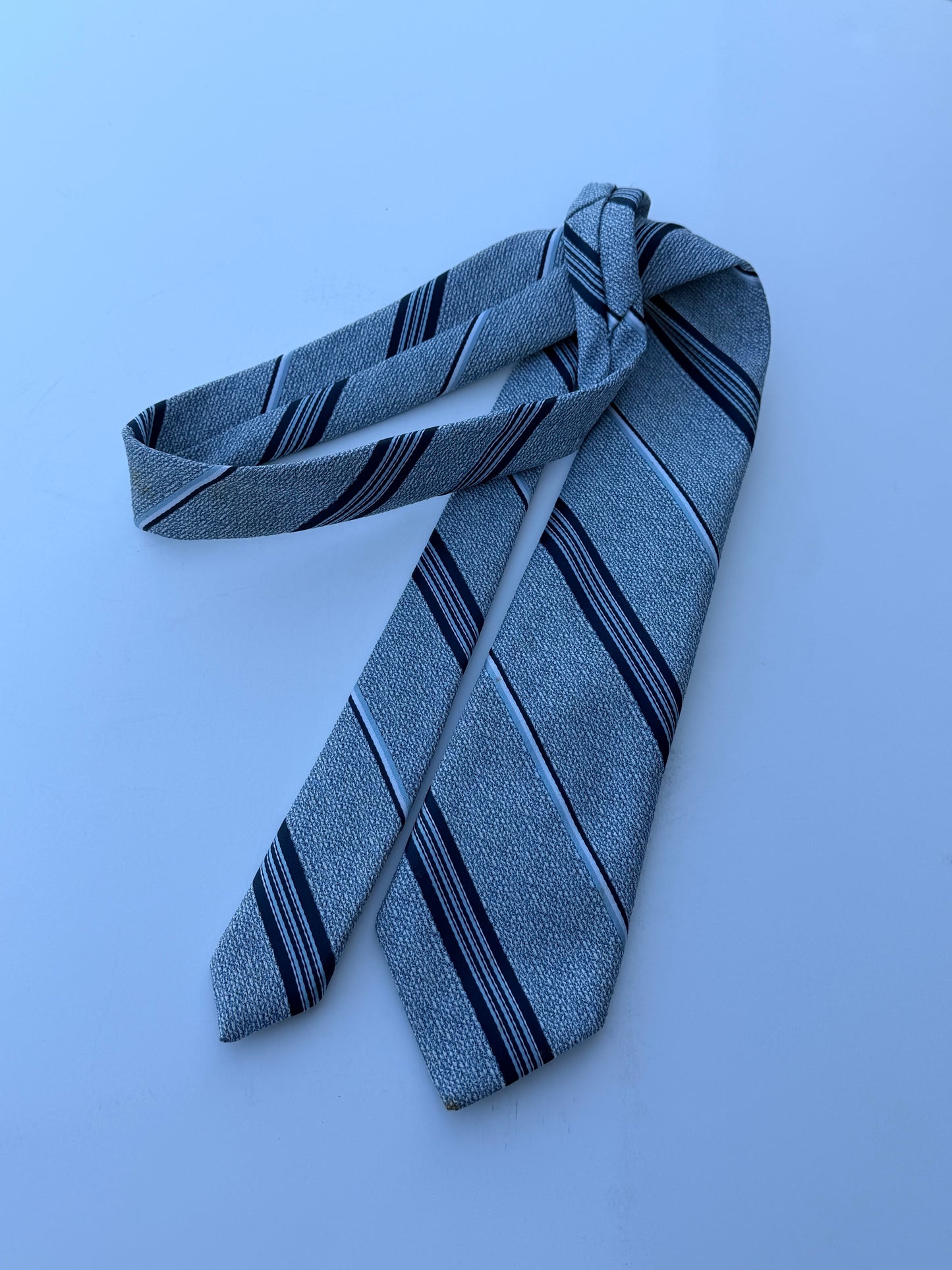MAD MEN: Don Draper’s Blue Stripe Mid-Century Necktie and Business Card