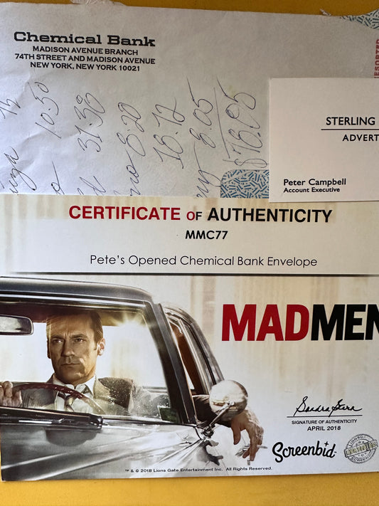 Mad Men: Pete's Opened Chemical Bank Envelope