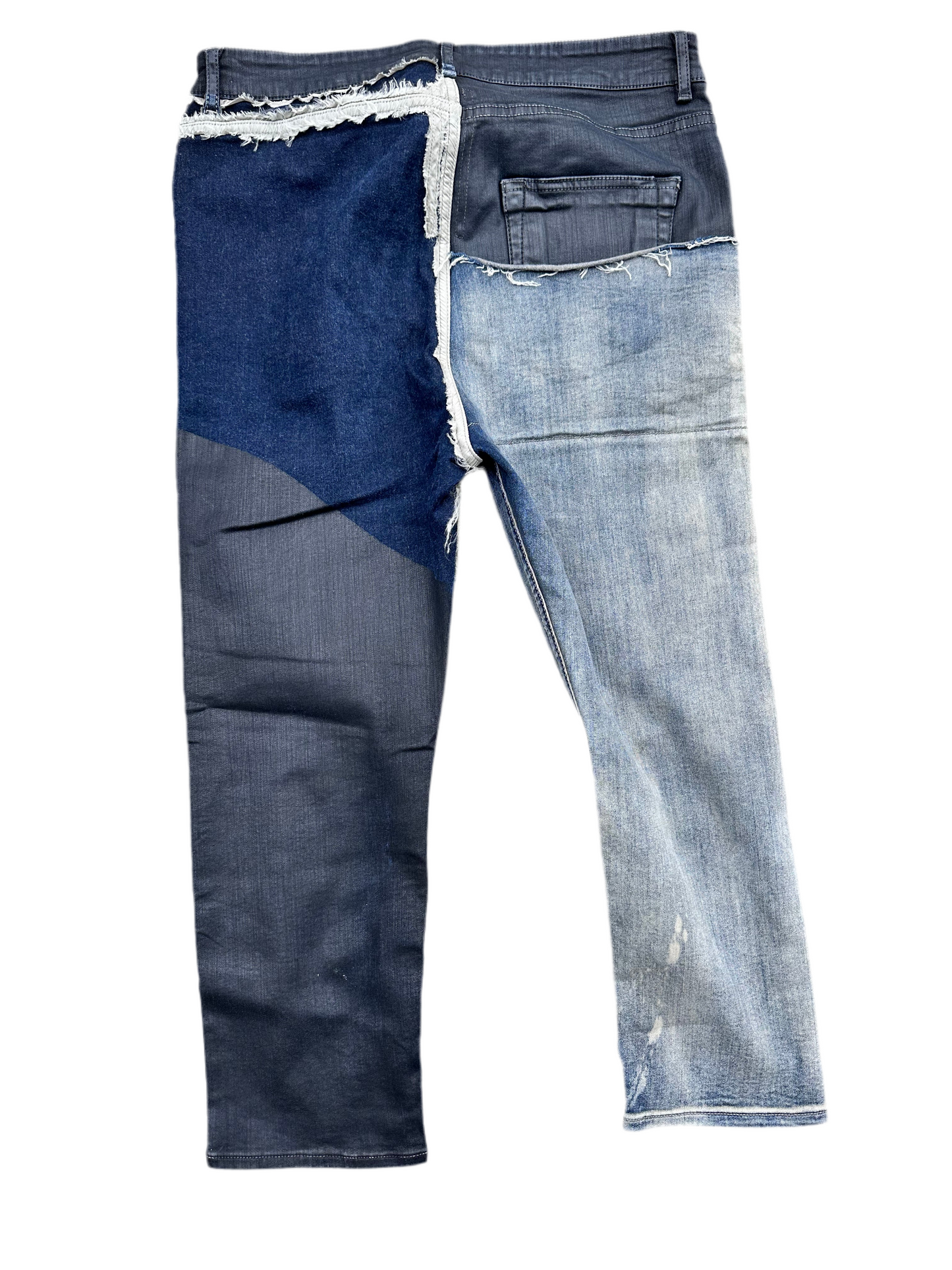 BALLERS: Ricky's Designer hand made multi-fabric denim capri style Jeans (M)