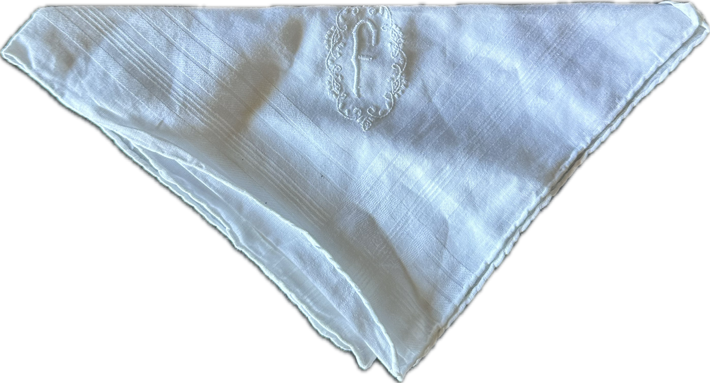 MAD MEN: Robert Francis “F” insignia mid-century Pocket Square