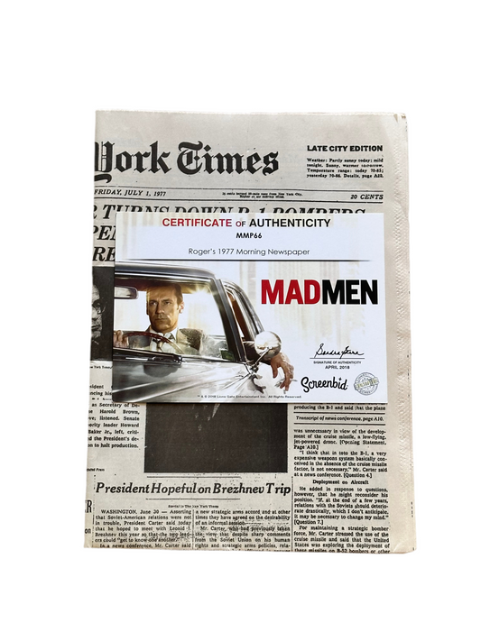Mad Men: Roger’s vintage 1960’s Newspaper