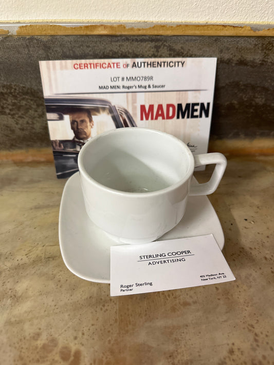 MAD MEN: Roger’s Deco Style Mug with Saucer + Business Card
