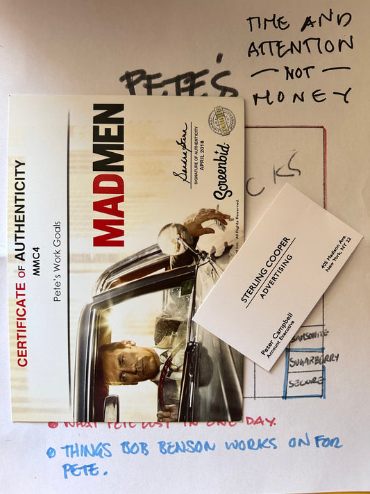 Mad Men: Pete's Work Goals Pyramid and Card