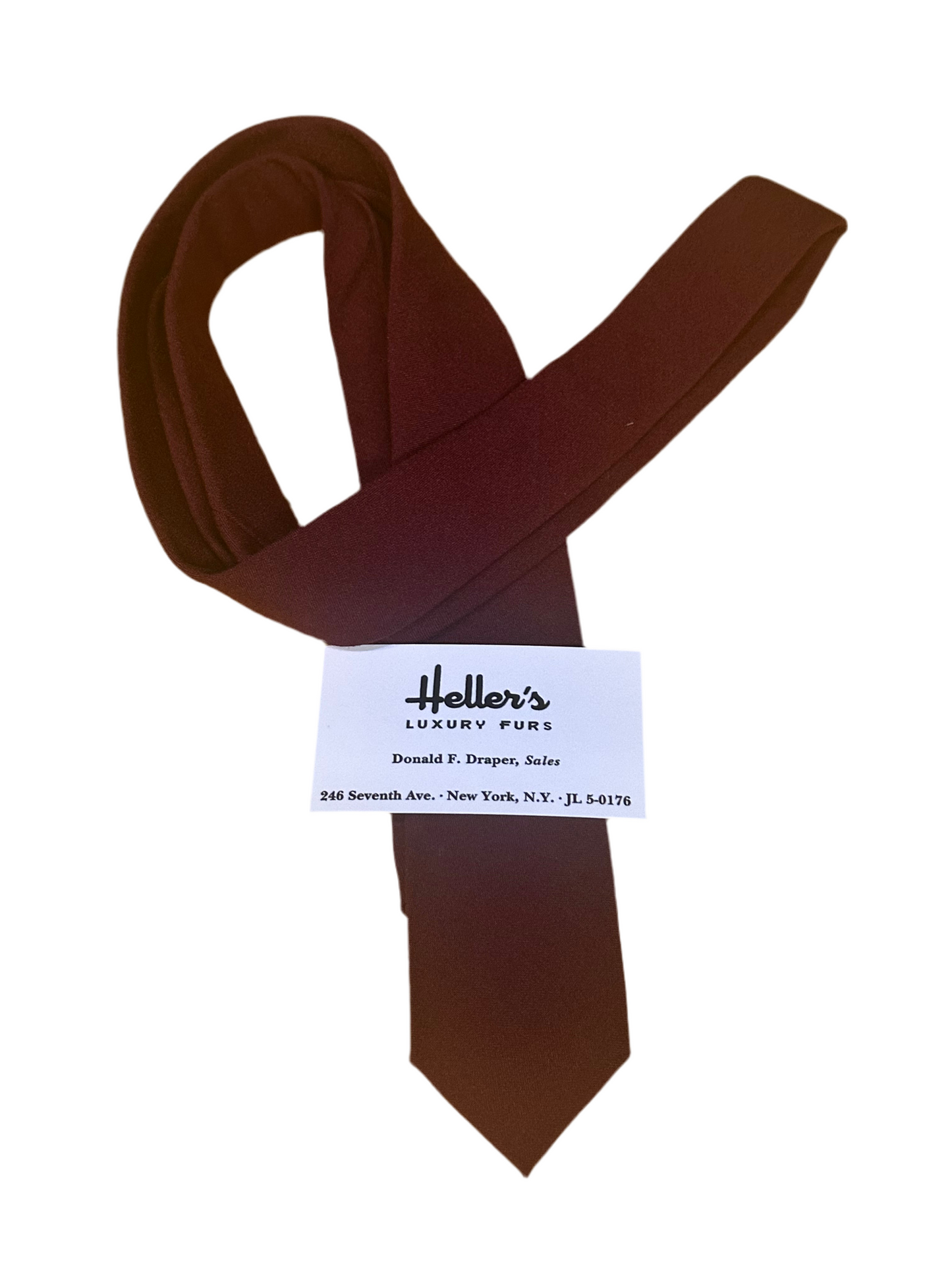 MAD MEN: Don Draper’s vintage Red skinny Necktie and Business Card